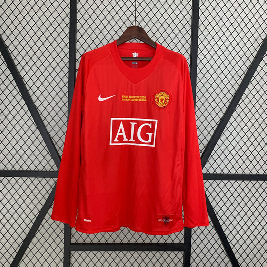 CAMISETA MANCHESTER UNITED 2007/08 LOCAL MANGA LARGA HOMBRE (VERSIÓN FAN)